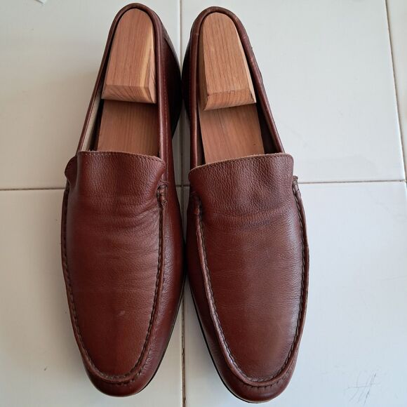 Coach Lawson Mens Brown Leather Loafers Size 9.5 D Made In Italy w/ Shoe Trees